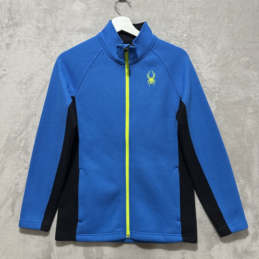 Spyder Boy's Constant Full Zip Stryke Sweater Jacket Blue Black Size Large 14/16
